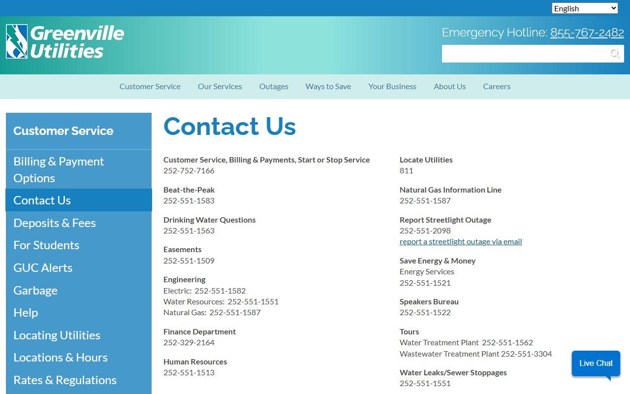 Greenville phone directory utility contact numbers